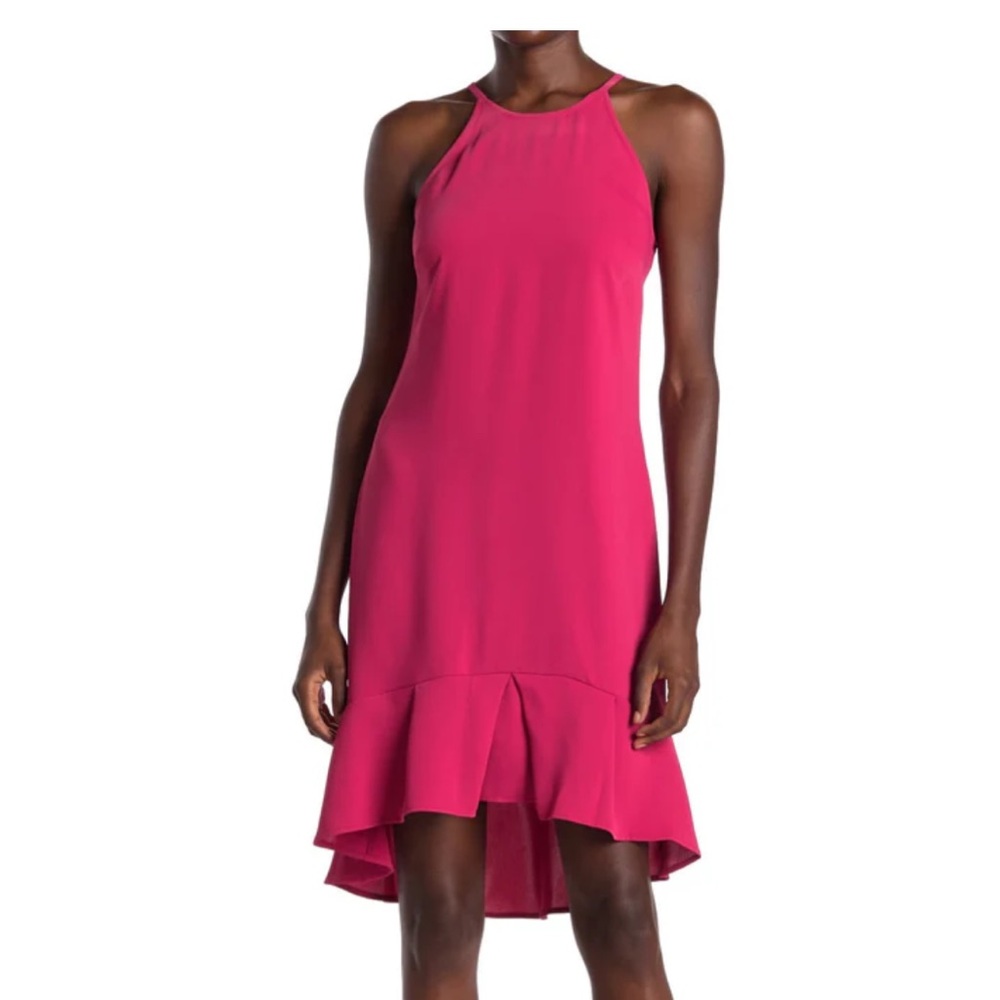 NWT Trina Turk ZOSIA Pink Halter Flutter Hem  Dress size 8